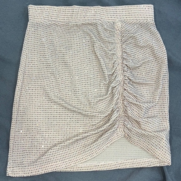 ASOS Mini Skirt Gold Skin toned glitter mini skirt size 6 - Picture 1 of 7